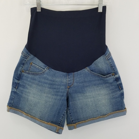 NEW Maternity a:glow Jean Boyfriend Cuffed Shorts Size 14